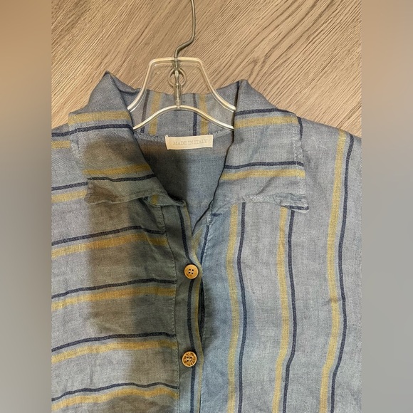 NWT Puro Lino striped linen shirt dress X Large - Picture 7 of 10